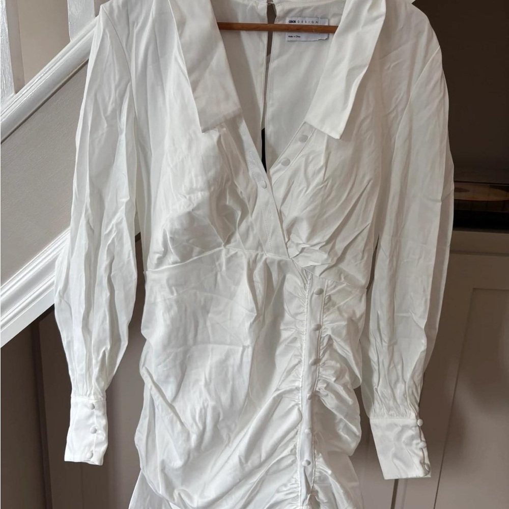 ASOS White Ruched Dress